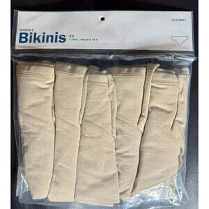 Old Navy Mid-Rise Supima Cotton Blend Bikini Underwear 5-Pack - Frappe - 2X